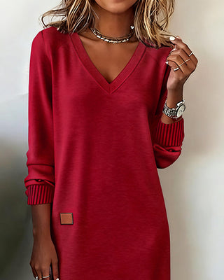 Isa - Robe Pull Col En V Élégante