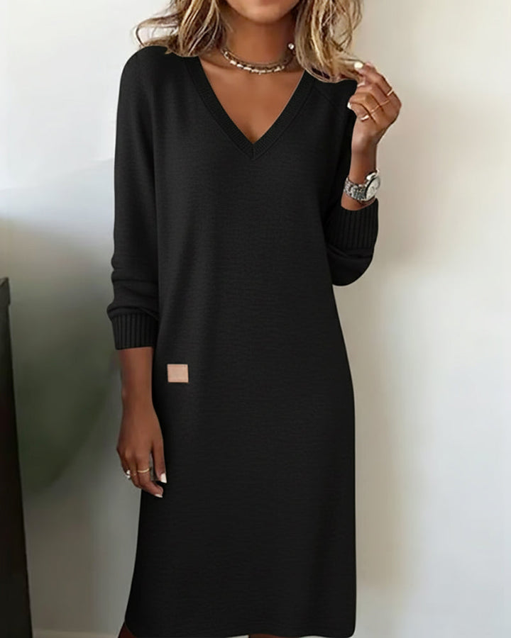 Isa - Robe Pull Col En V Élégante
