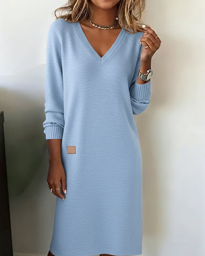 Isa - Robe Pull Col En V Élégante