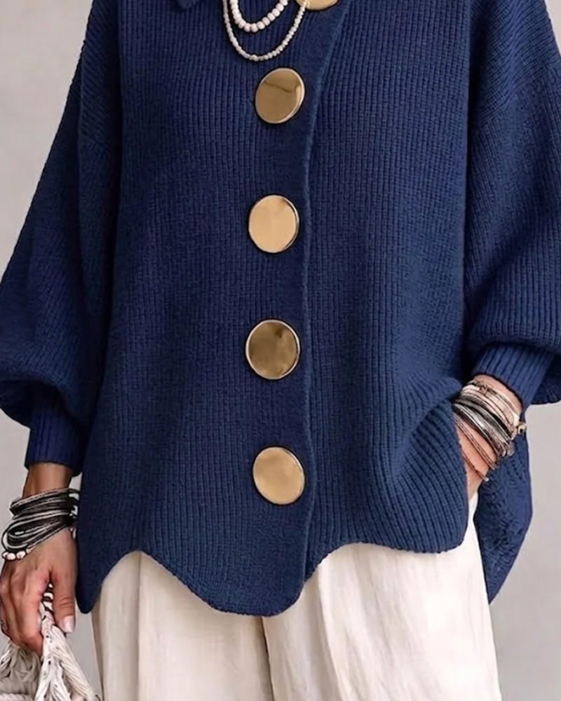 Louis - Cardigan Grand Bouton Métallique Revers