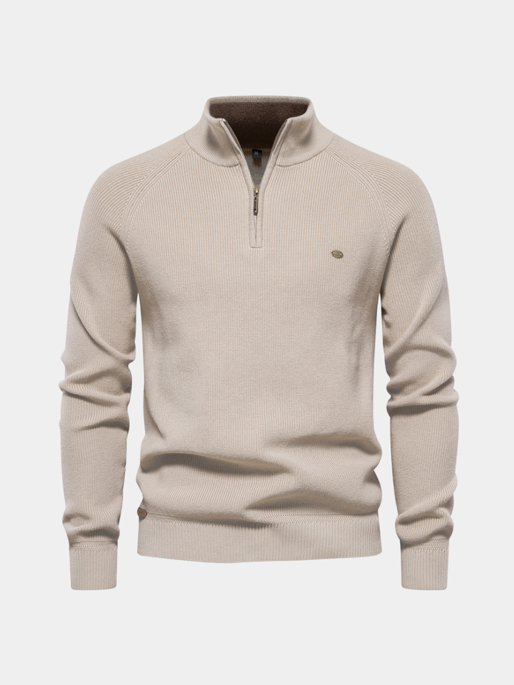 Pierre - Pull Demi-Zip Maille Côtelée