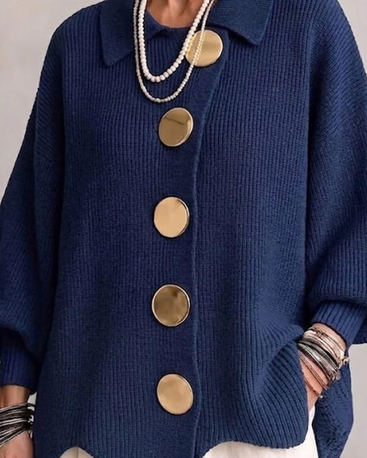 Louis - Cardigan Grand Bouton Métallique Revers