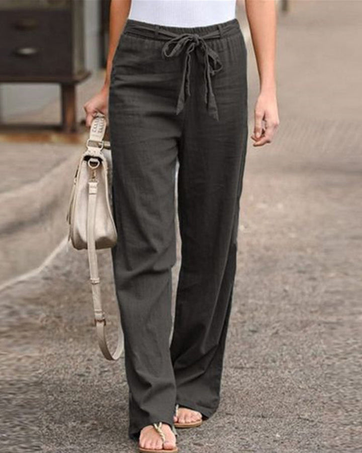 Helene - Pantalon à jambes droites et taille élastique
