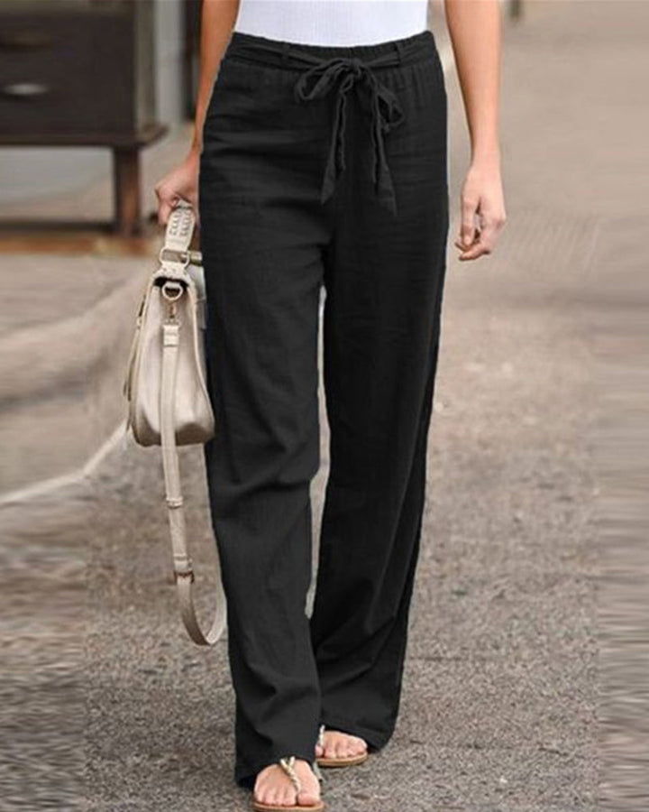 Helene - Pantalon à jambes droites et taille élastique