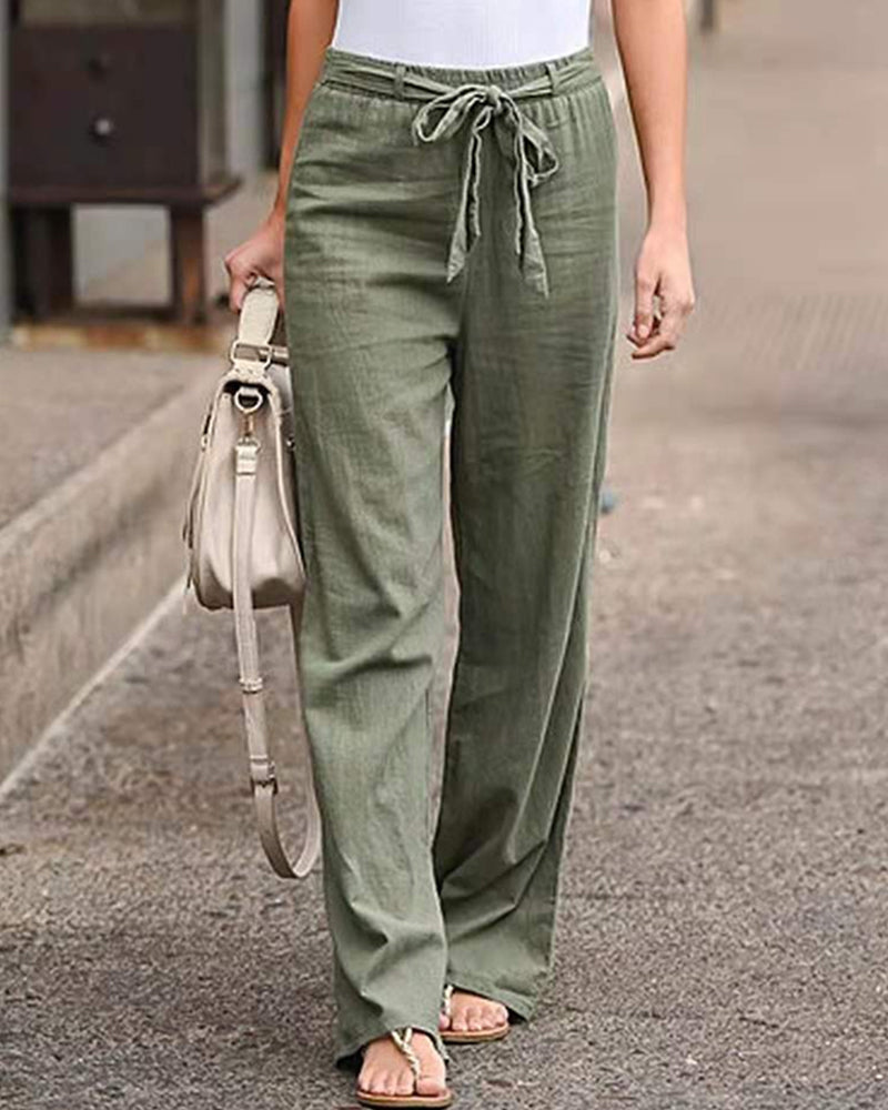 Helene - Pantalon à jambes droites et taille élastique