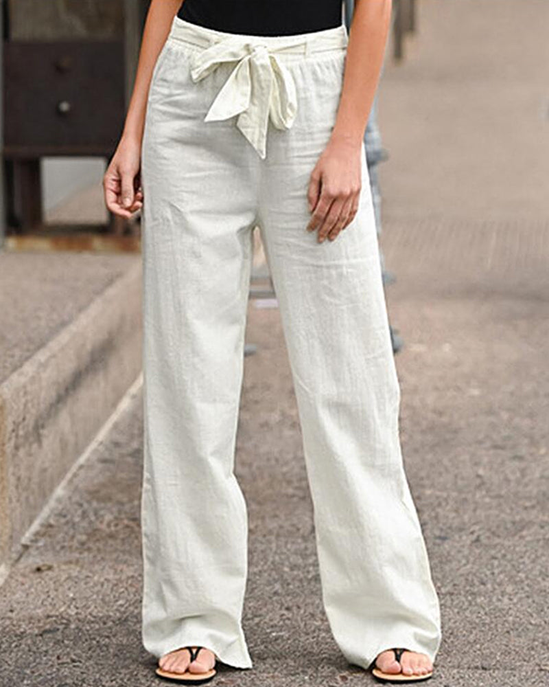 Helene - Pantalon à jambes droites et taille élastique