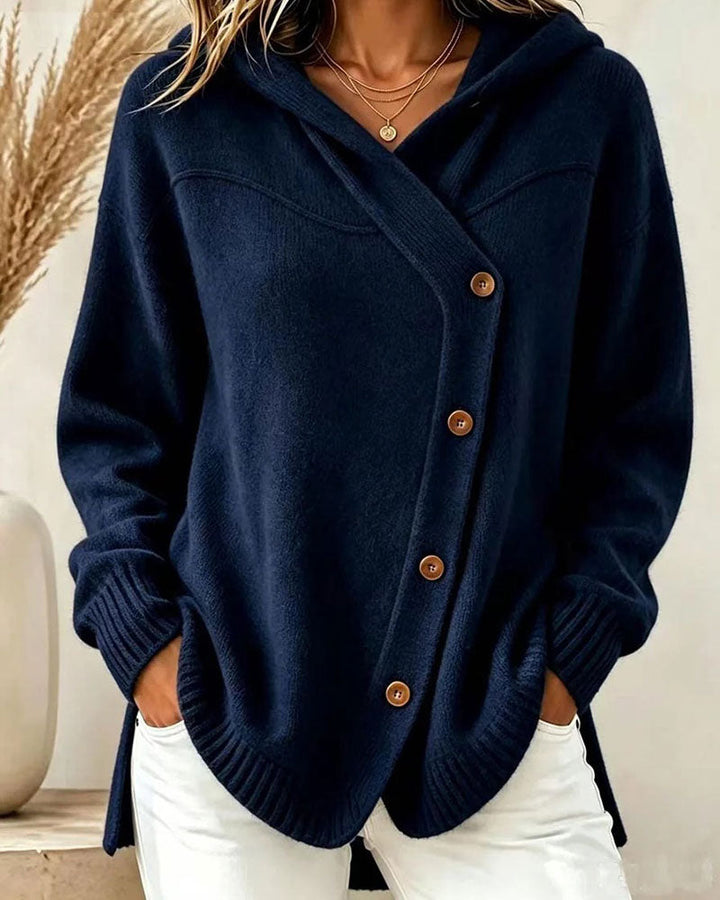 Hanna - Pullover Boutonné Manches Longues À Capuche