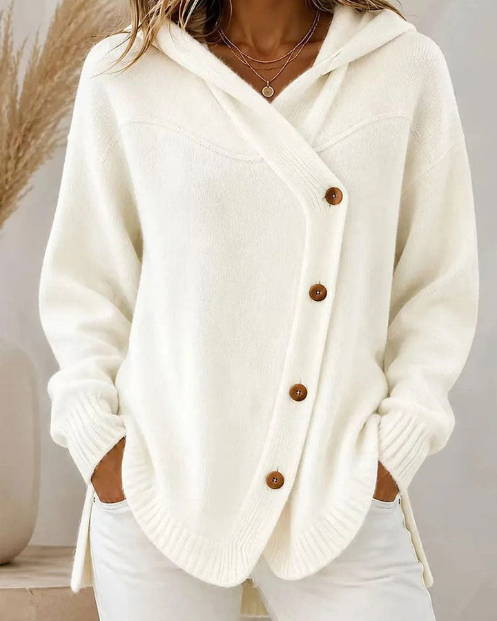 Hanna - Pullover Boutonné Manches Longues À Capuche