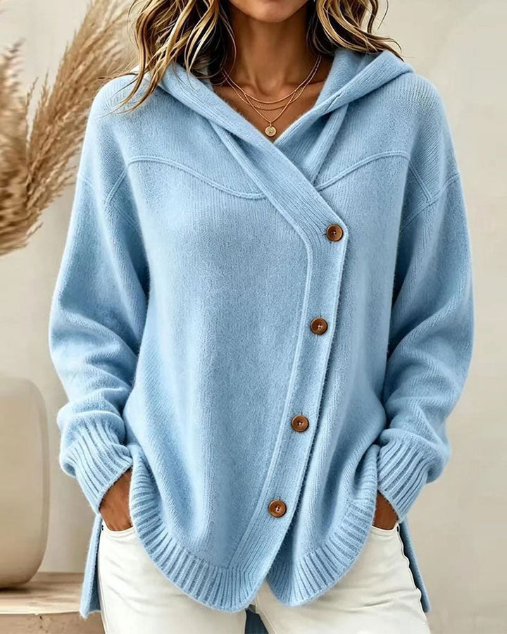 Hanna - Pullover Boutonné Manches Longues À Capuche