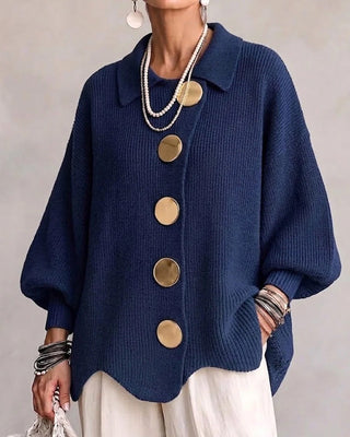 Louis - Cardigan Grand Bouton Métallique Revers