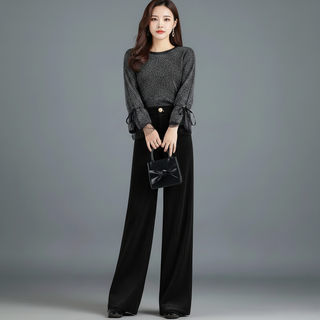 Alice - Pantalon en velours maille taille haute