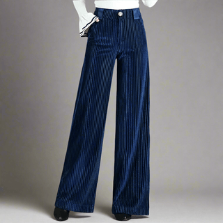 Alice - Pantalon en velours maille taille haute