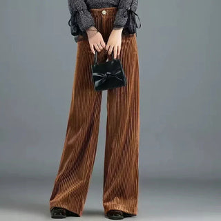Alice - Pantalon en velours maille taille haute