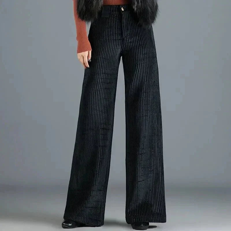 Alice - Pantalon en velours maille taille haute