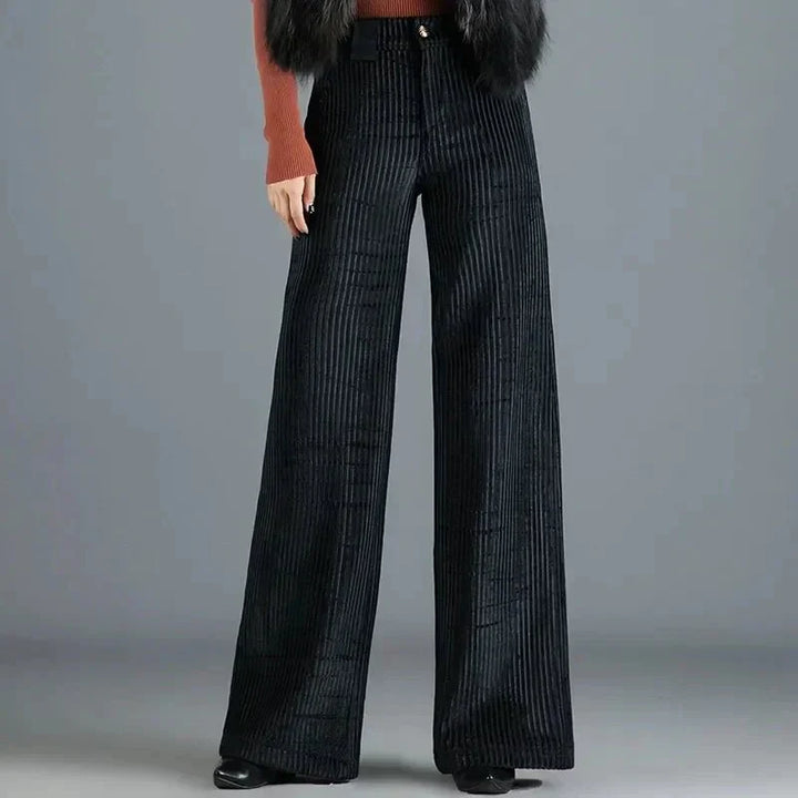Alice - Pantalon en velours maille taille haute